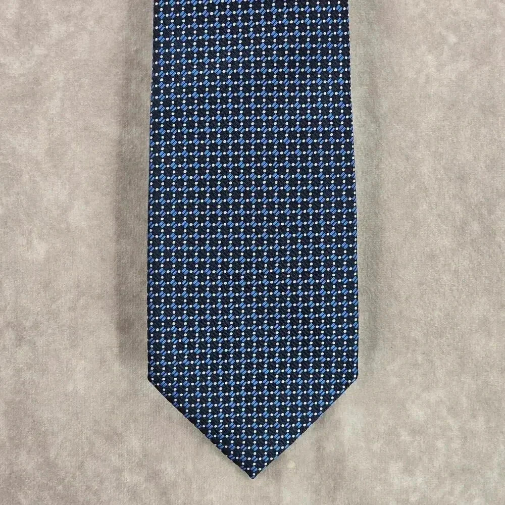 Leonardo NY Blue Geometric 100% Microfiber Men's Neck Tie NWOT‎